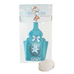 Colgante biberón azul  Jabón concha